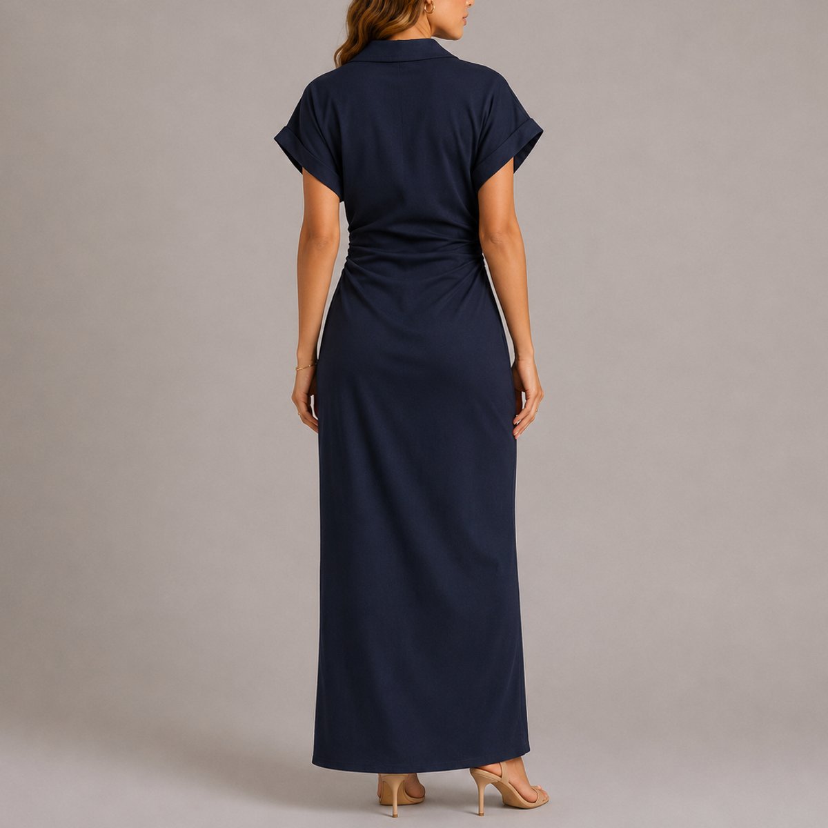 Doreen | Stilvolles Herbsthochzeits Maxikleid mit Knopfleiste