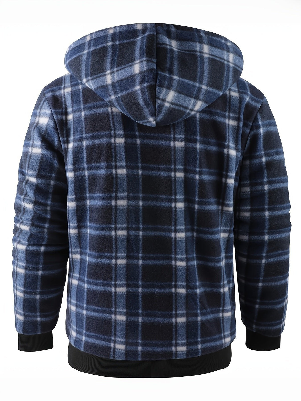 Declan | Zip-Up Hooded Jacket – Cozy Plaid Design for Men