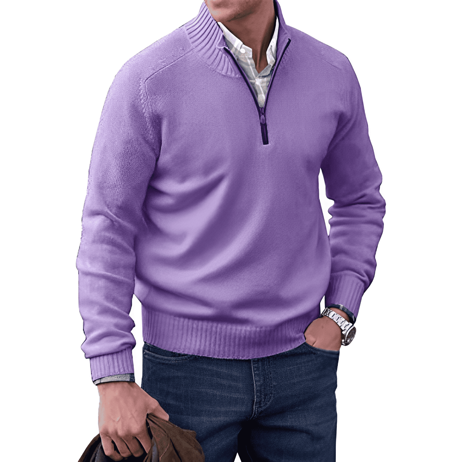 David | Cashmere Sweater – Eleganter Zip-Up Stil für Herren