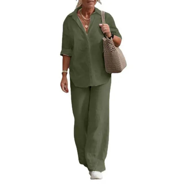 Mia | Luftiges und elegantes Damen Leinen Zweiteiler Set
