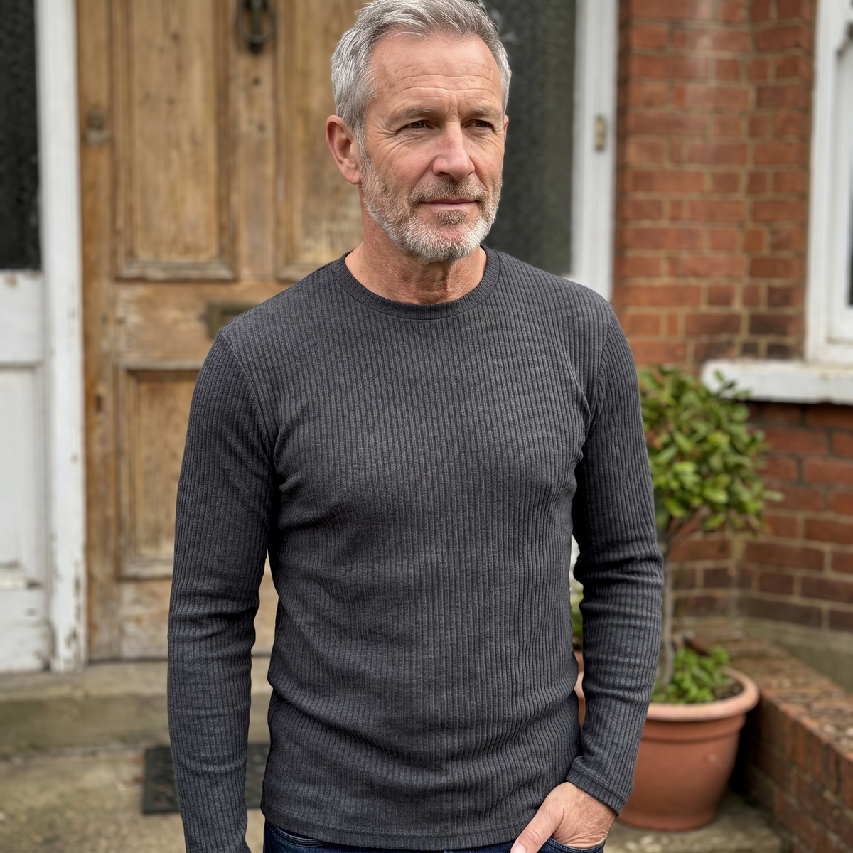 Derrickson | Ribbed Sweater – Elegant Body-Skimming Fit voor Mannen