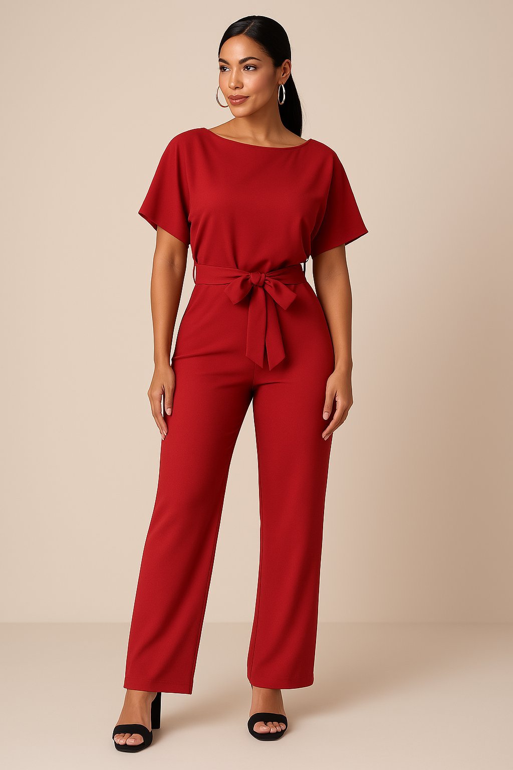Greta | Weites-Bein Jumpsuit für Damen mit Bindegürtel