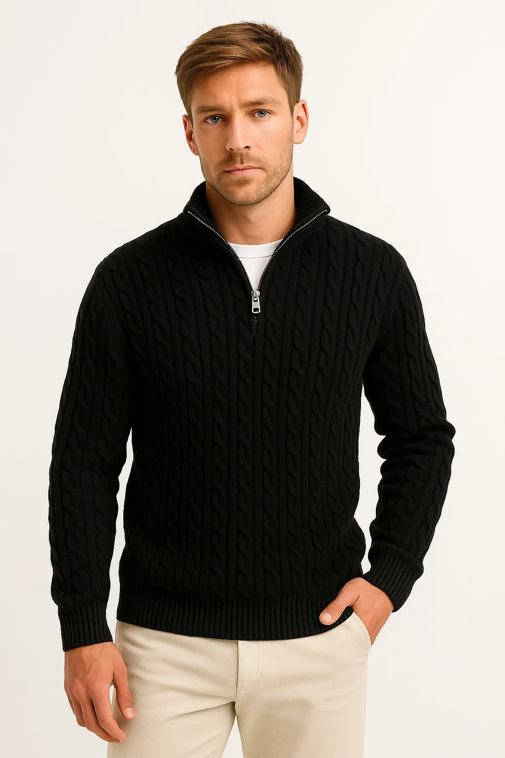 Felix | Klassischer und bequemer Herren Zopfmuster Strickpullover