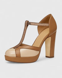 Clara | Klassische und feminine T-Strap Blockabsatz Pumps