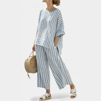 Freya | Modernes und bequemes Damen Zweiteiliges Set mit Streifen