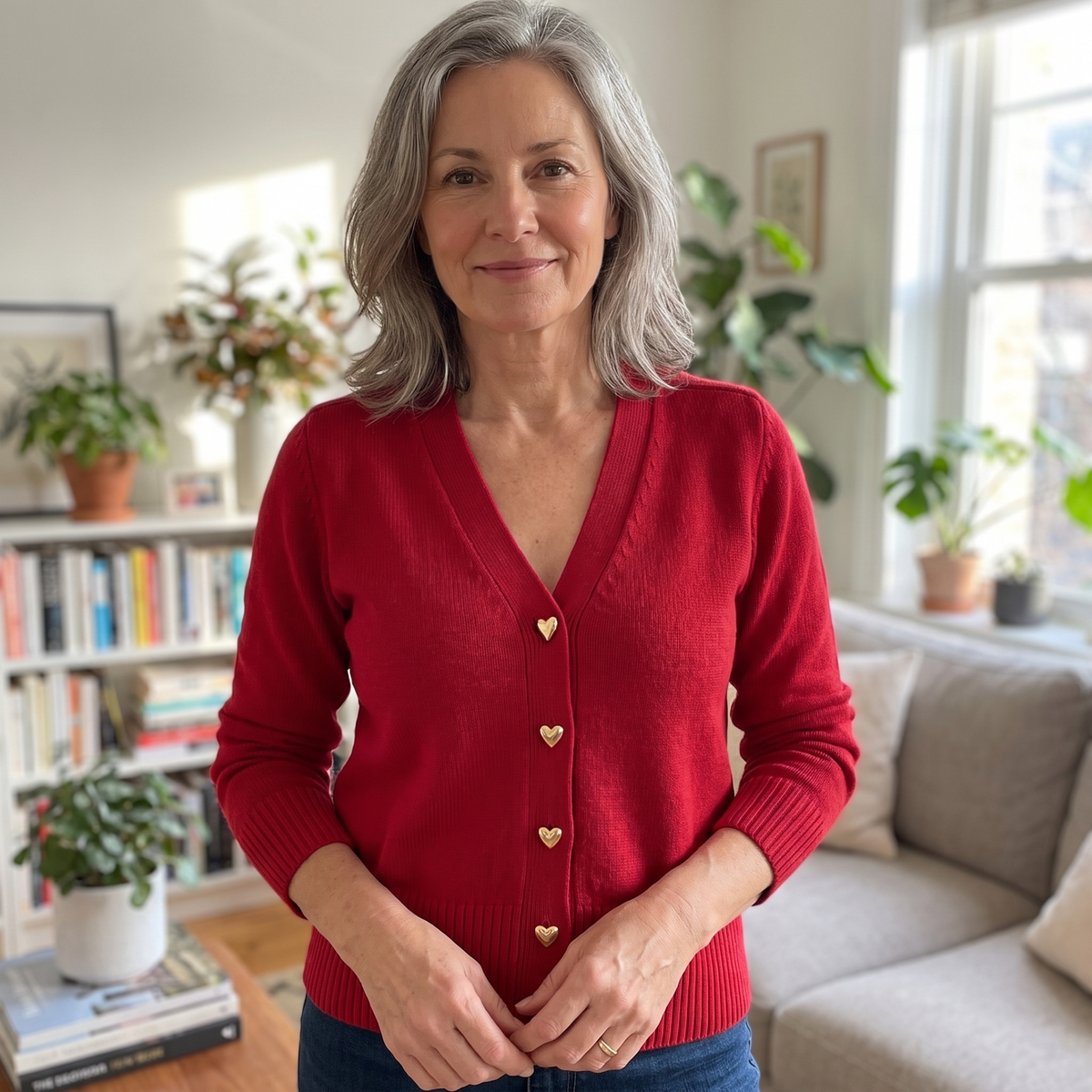 Maisie | Cardigan mit Herzknöpfen für Frauen