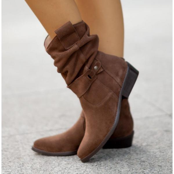Juliane | Lässige Slouch Stiefeletten mit niedrigem Blockabsatz