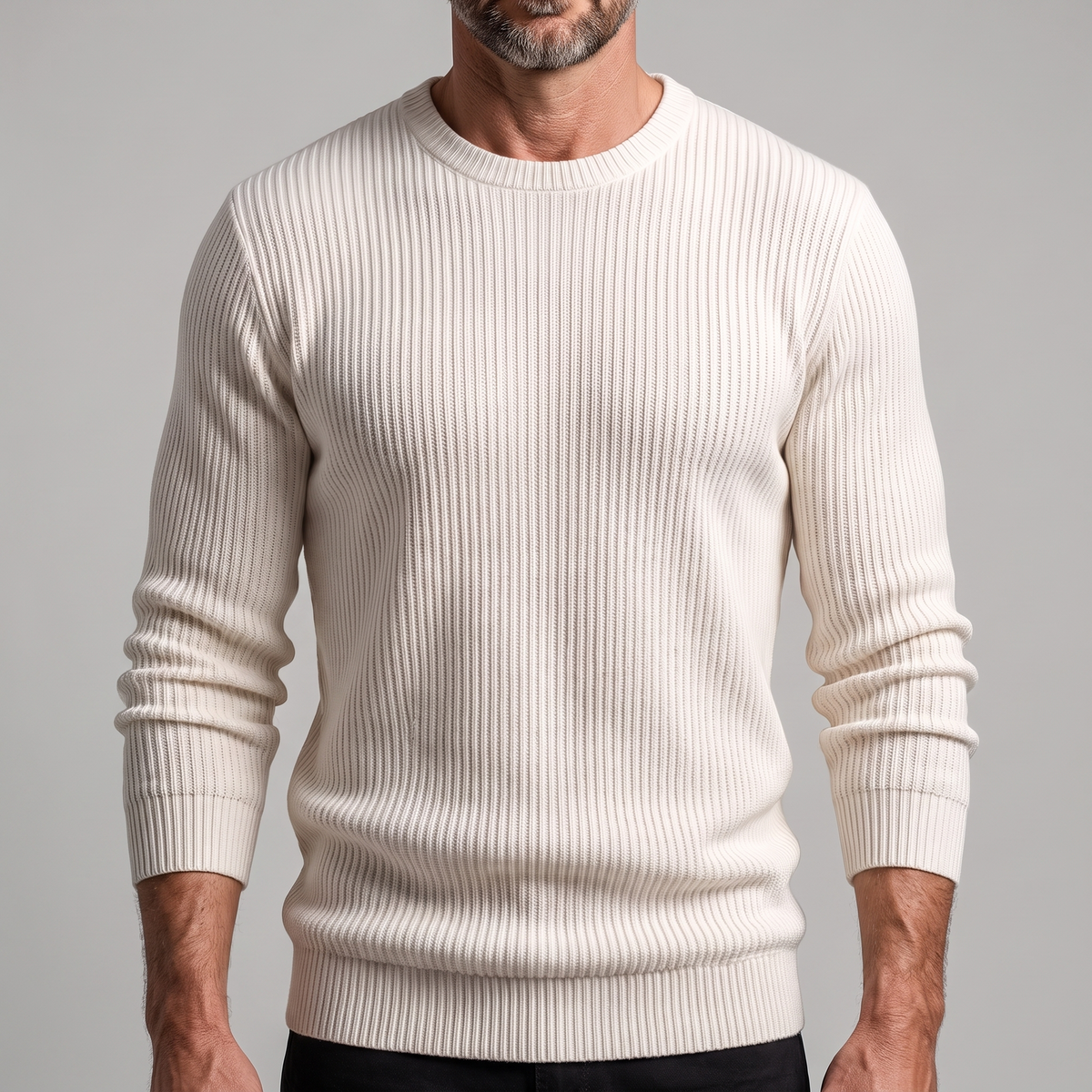 Derrickson | Ribbed Sweater – Elegant Body-Skimming Fit voor Mannen