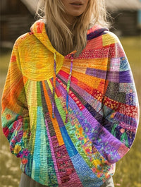 Amelie | Farbenfroher Boho Patchwork Damen Kapuzenpullover
