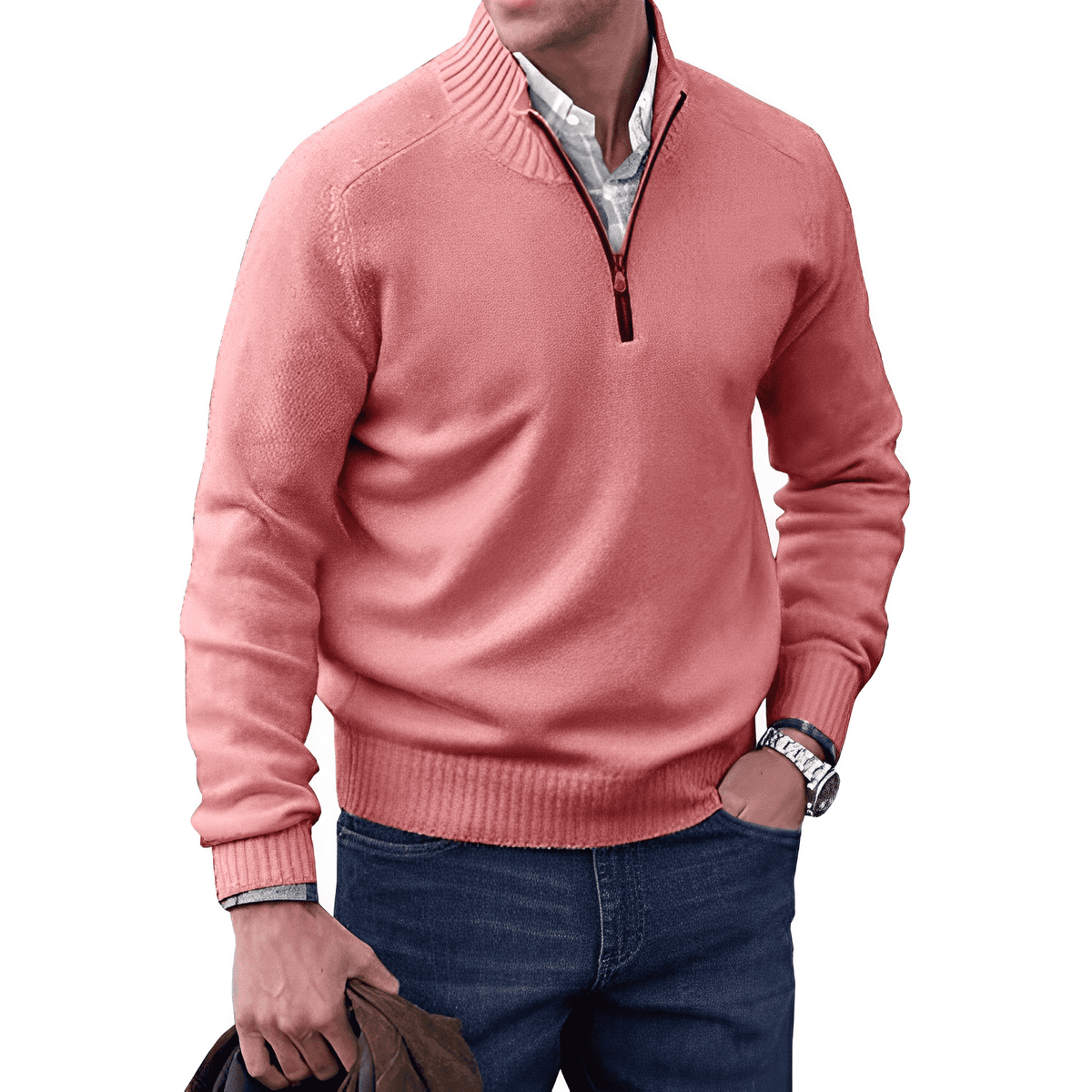 David | Cashmere Sweater – Eleganter Zip-Up Stil für Herren