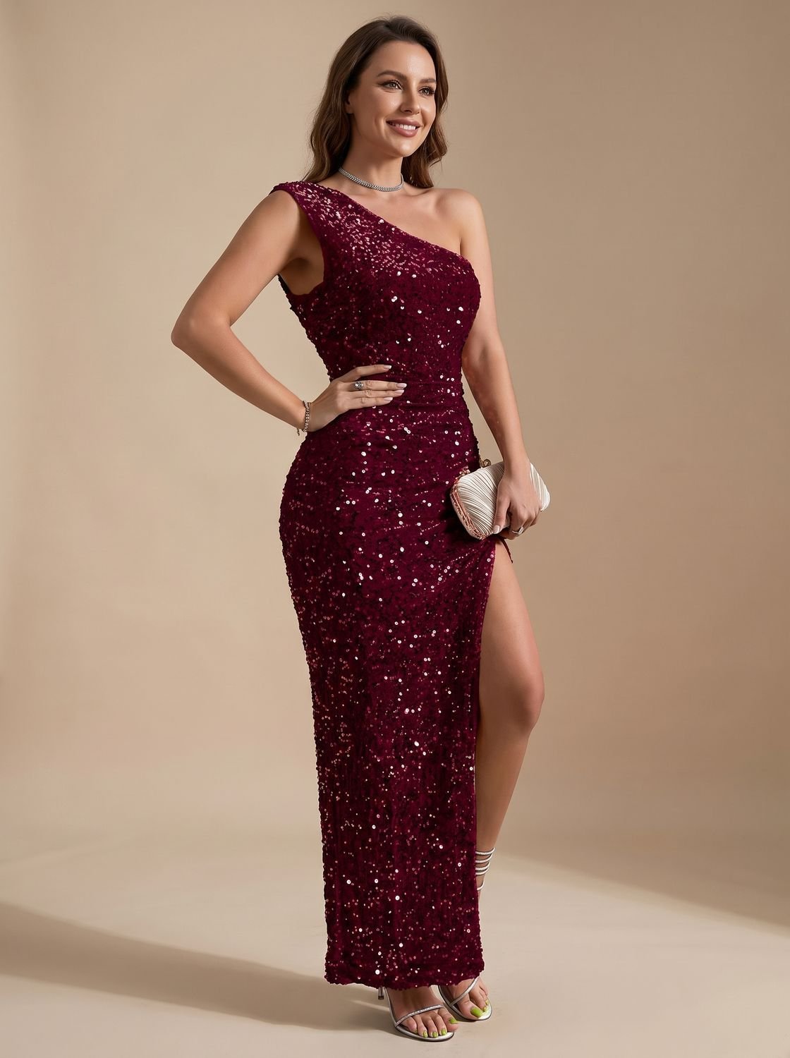 Harper | Maxi Kleid – Glitzerndes One-Shoulder Design für Frauen