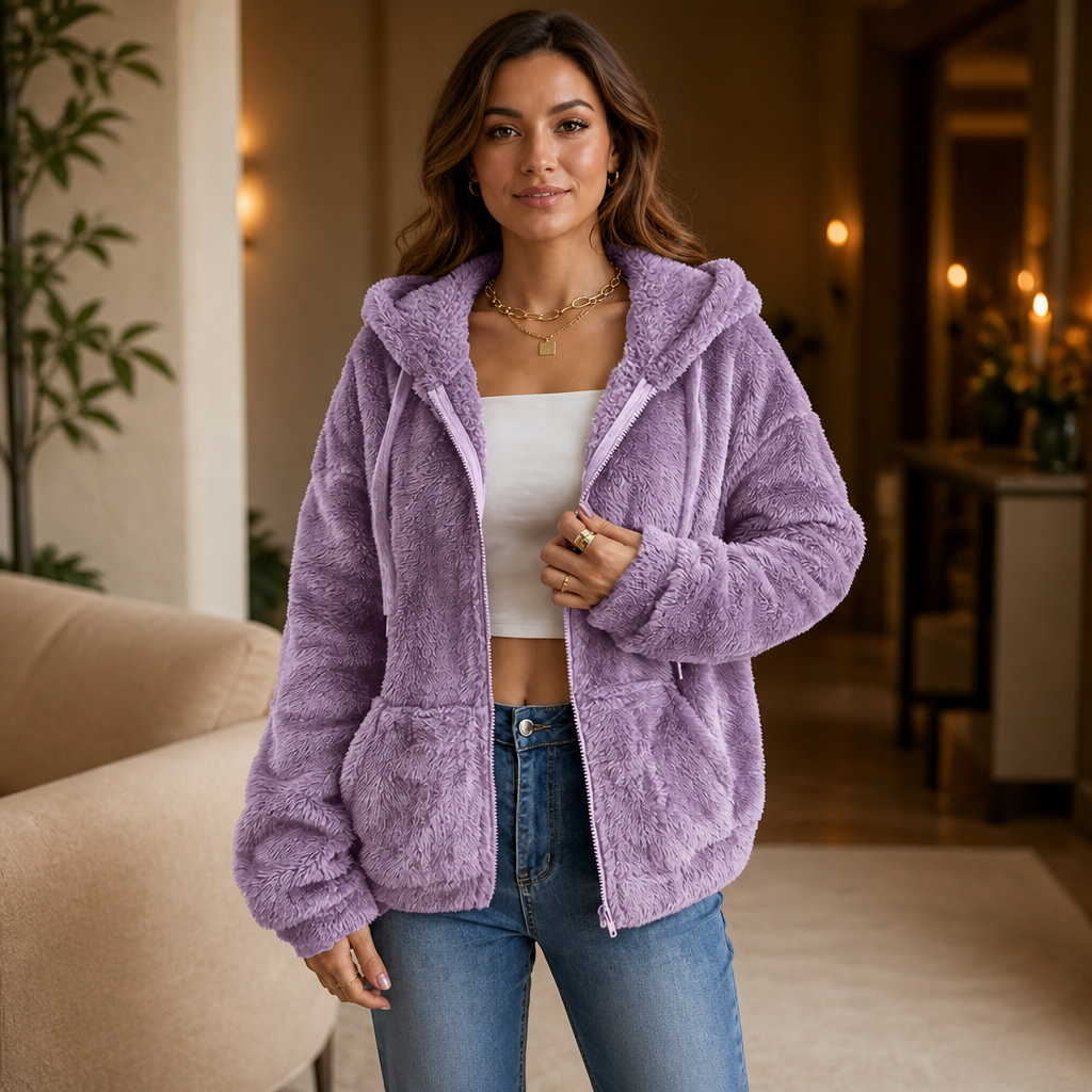 Cloudhug | Hooded Plush Zip-Up Jacket – Kuscheliger Stil für Frauen