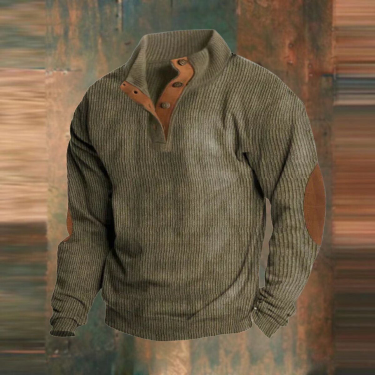 Marco | Klassischer Herren Retro-Rippstrickpullover mit Knopfkragen