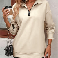 Elise | Elegantes Damen-Sweatshirt mit Reißverschluss und lockerem Sitz