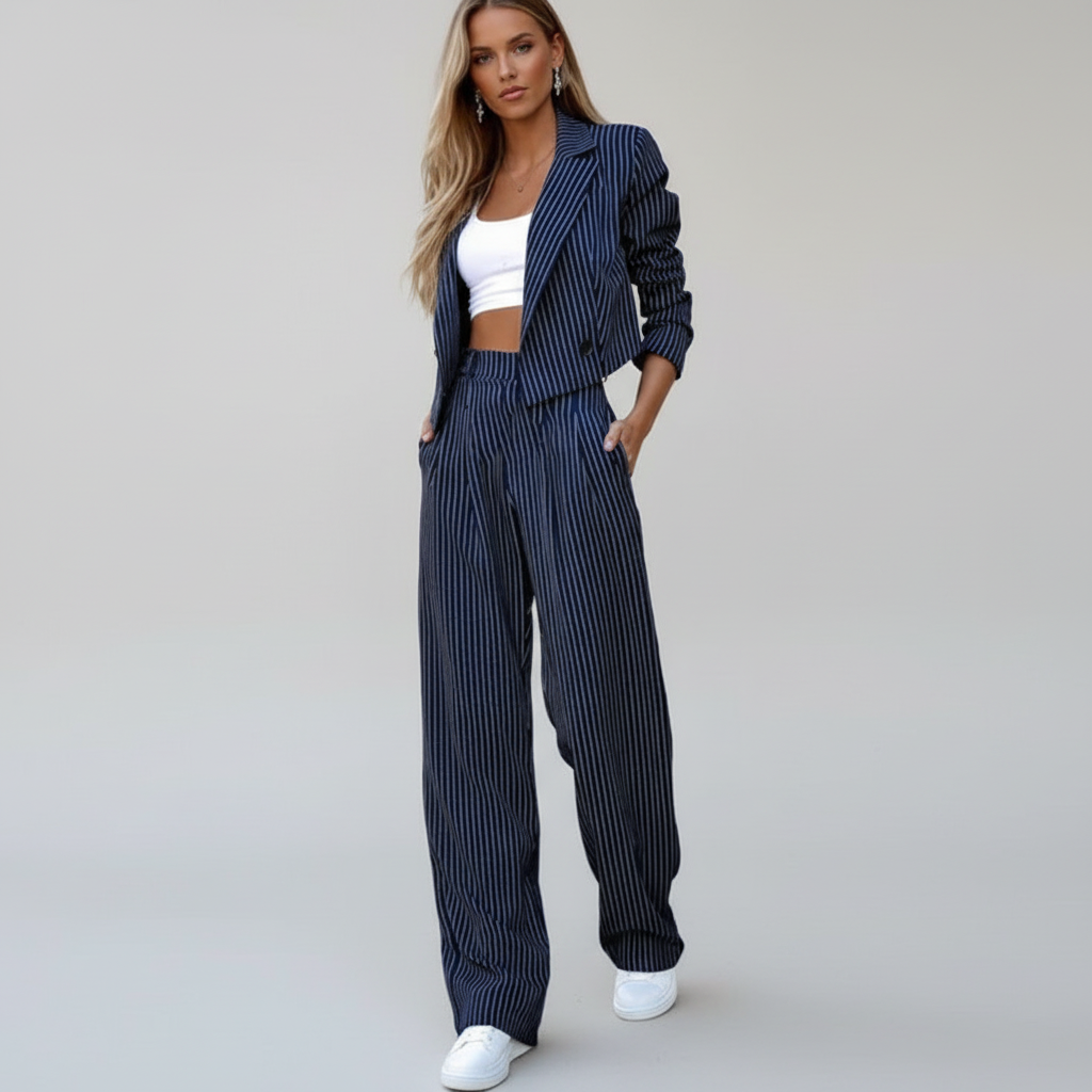 Emma | Elegantes gestreiftes Damen Blazer Set