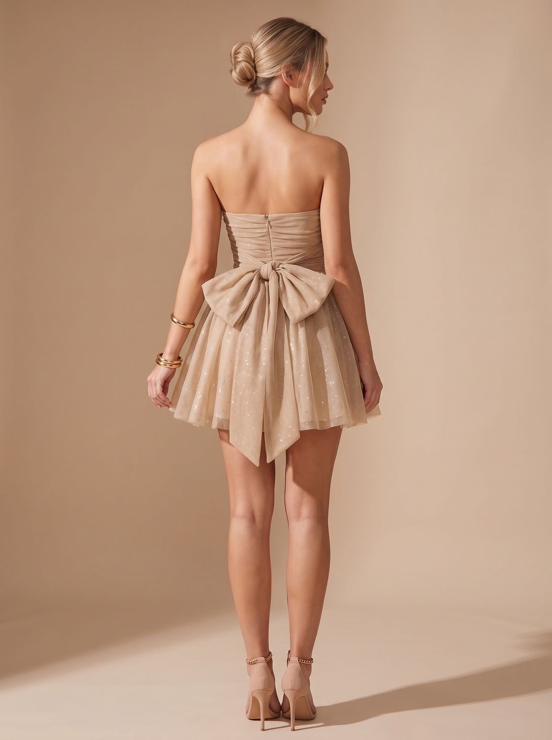 Mia | Glitter Mini Dress für Frauen – Strapless Partylook