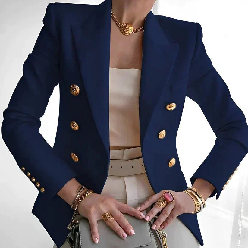 Helene | Eleganter zweireihiger Blazer mit Goldknöpfen