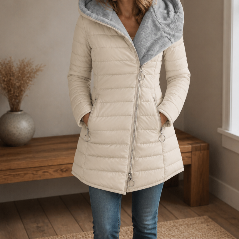 Wintervale | Hooded Longline Puffer Coat met Plush Lining