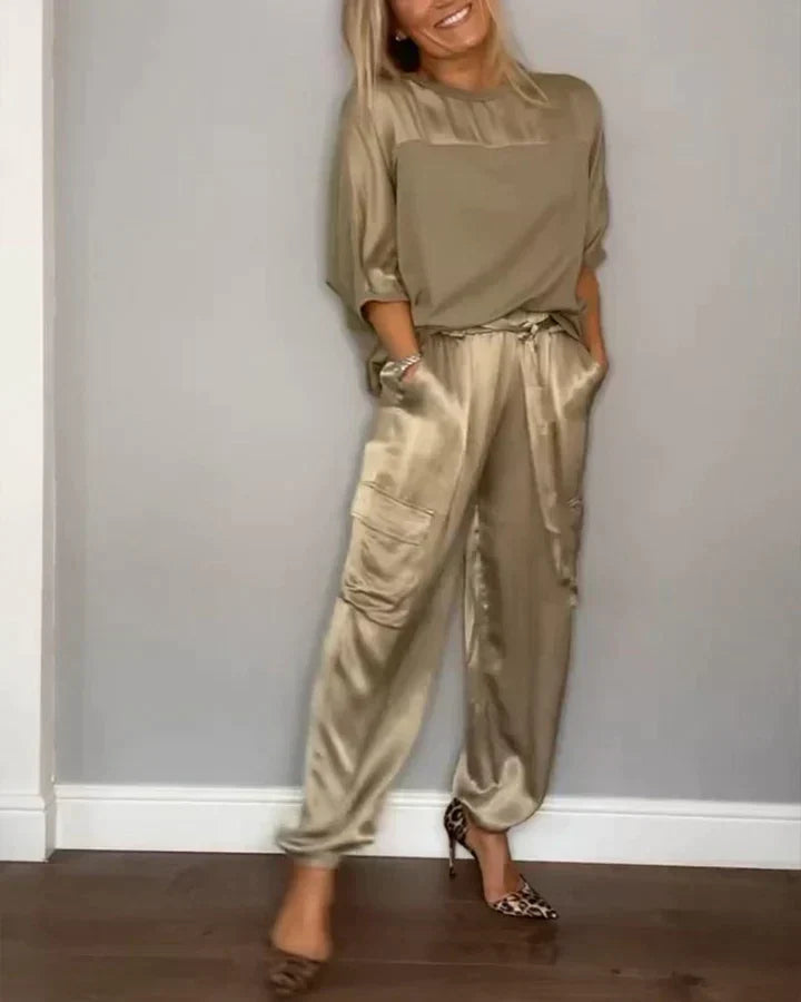 Katharina | Elegantes und luxuriöses Satin Zweiteiler Set