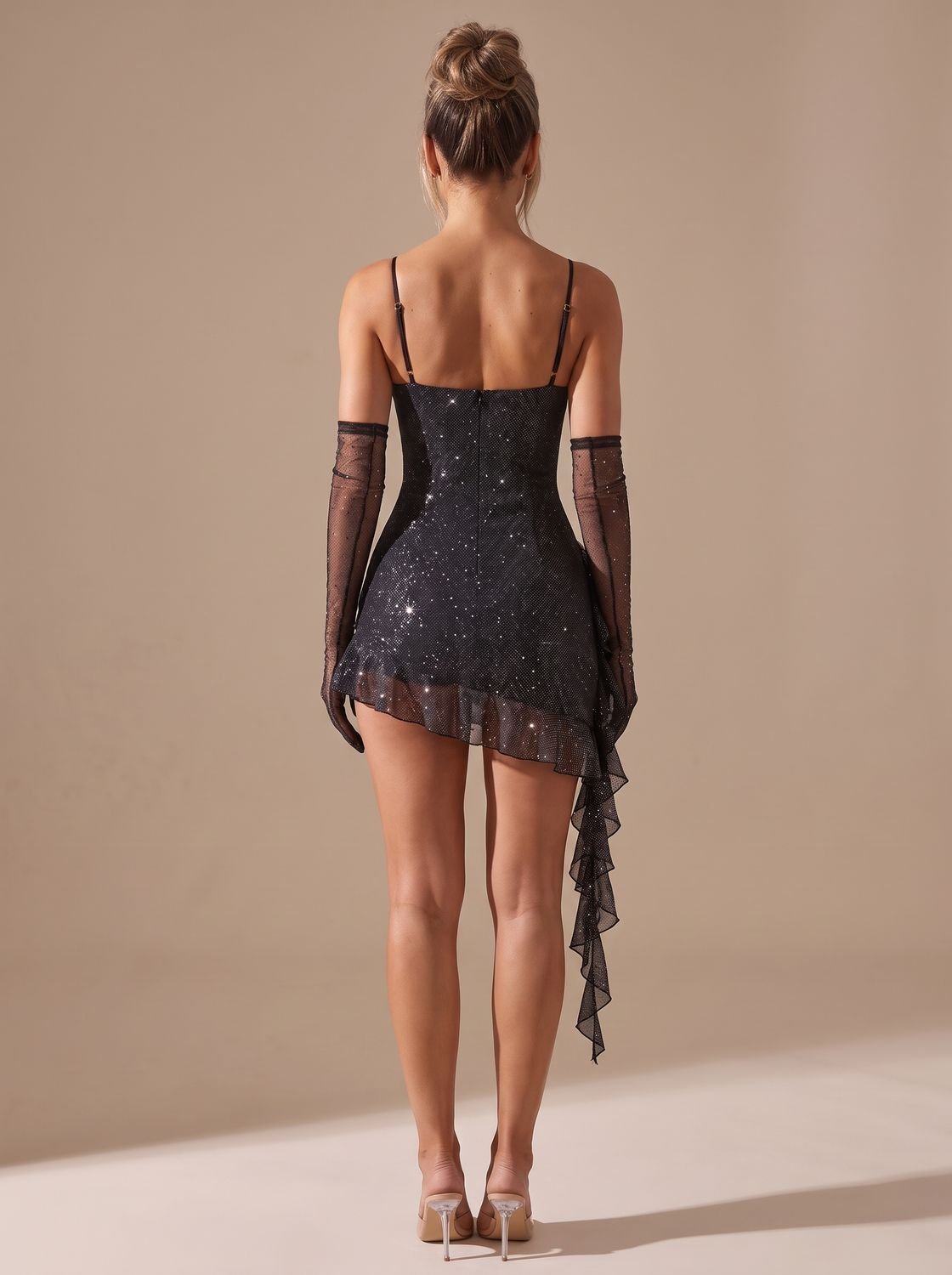 Charlotte | Mini Christmas Party Dress mit Glitzer und Rüschen