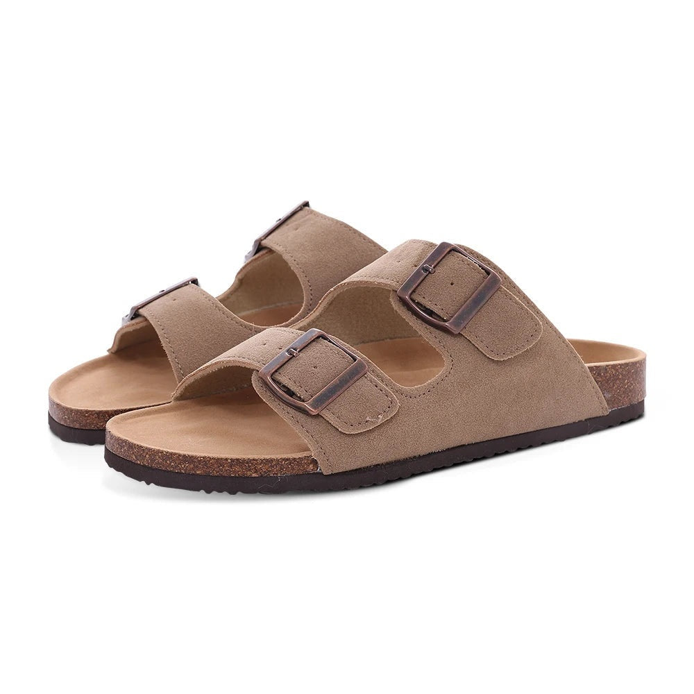Mira | Elegante Wildleder Pantoletten mit Korksohle