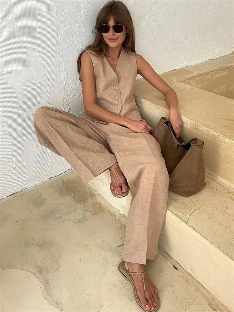 Annika | Leinen Zweiteiler – Eleganter Schnitt für Damen