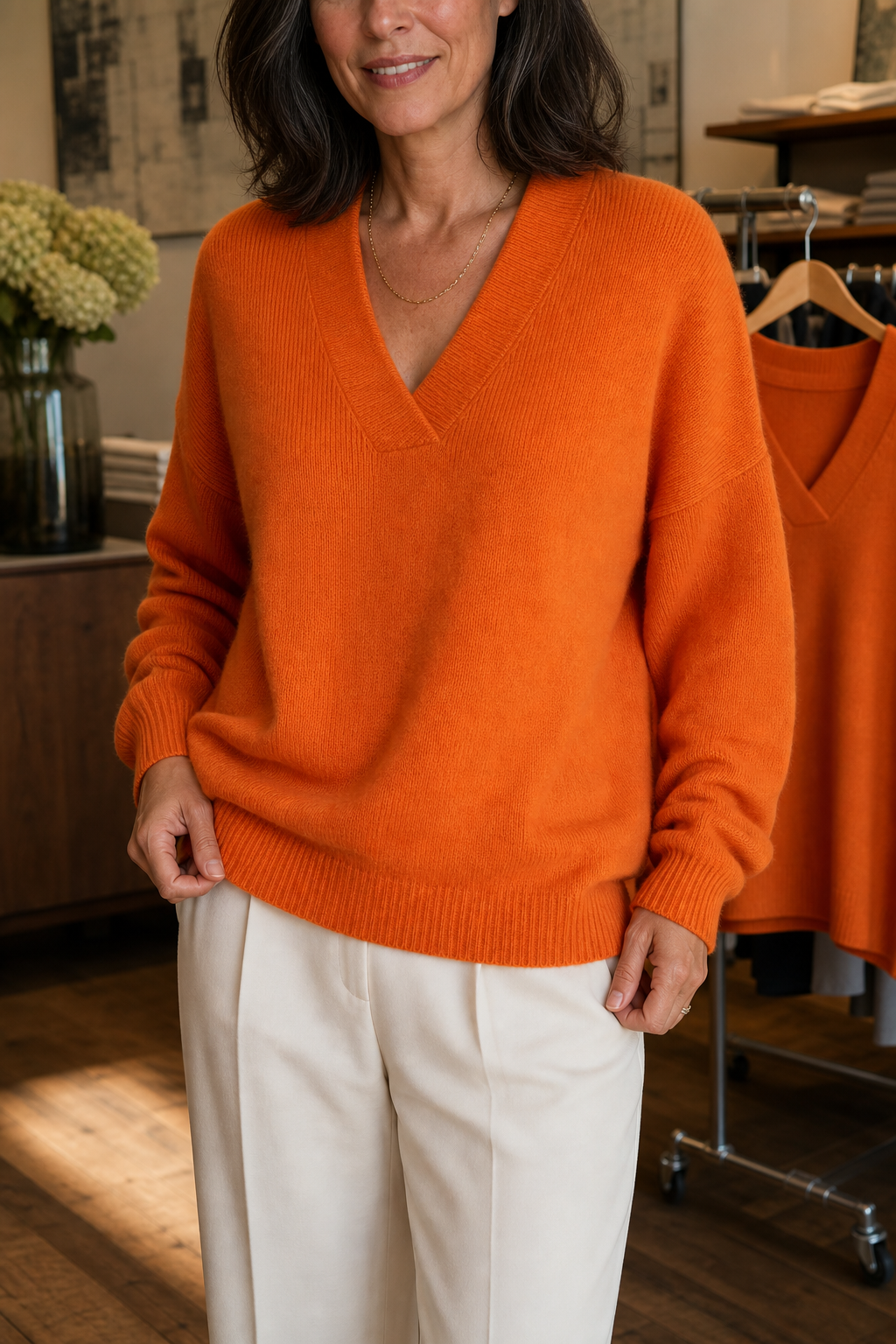 Softline | Ribbed V-Neck Knit Sweater – Casual Comfort for Women