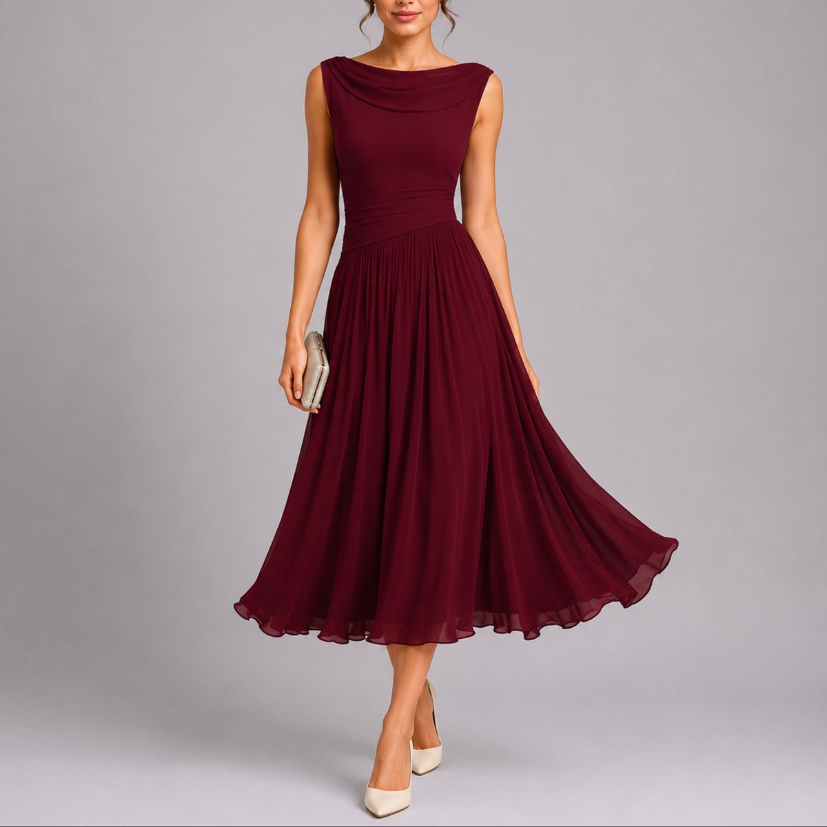 Liana | Trendy und fließendes Herbsthochzeits Midikleid
