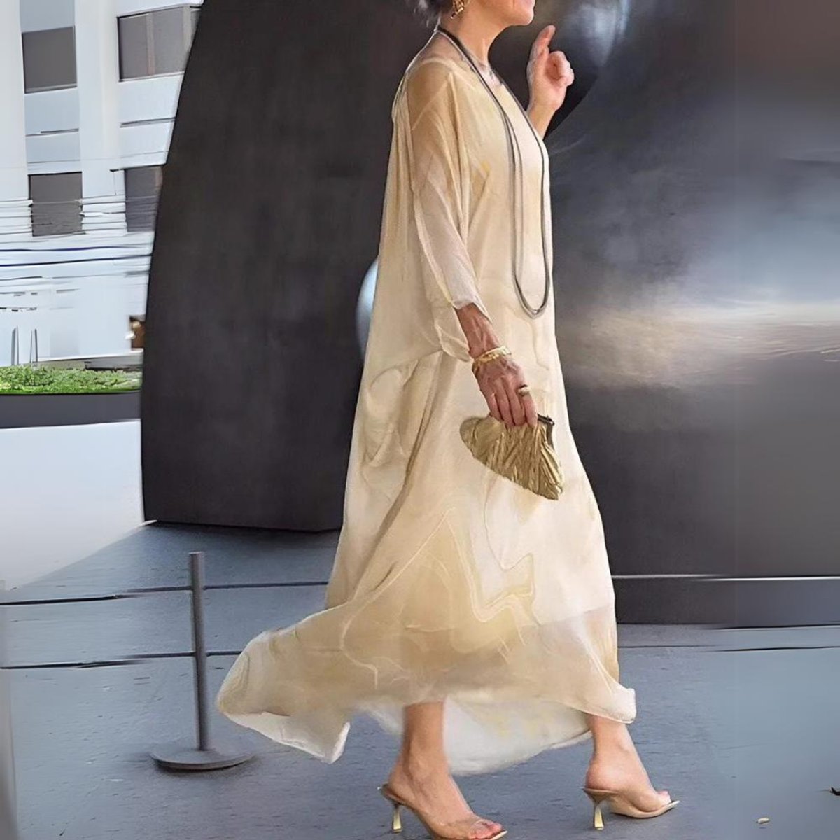 Livia | eleganten und mühelosen Langarm Maxikleid