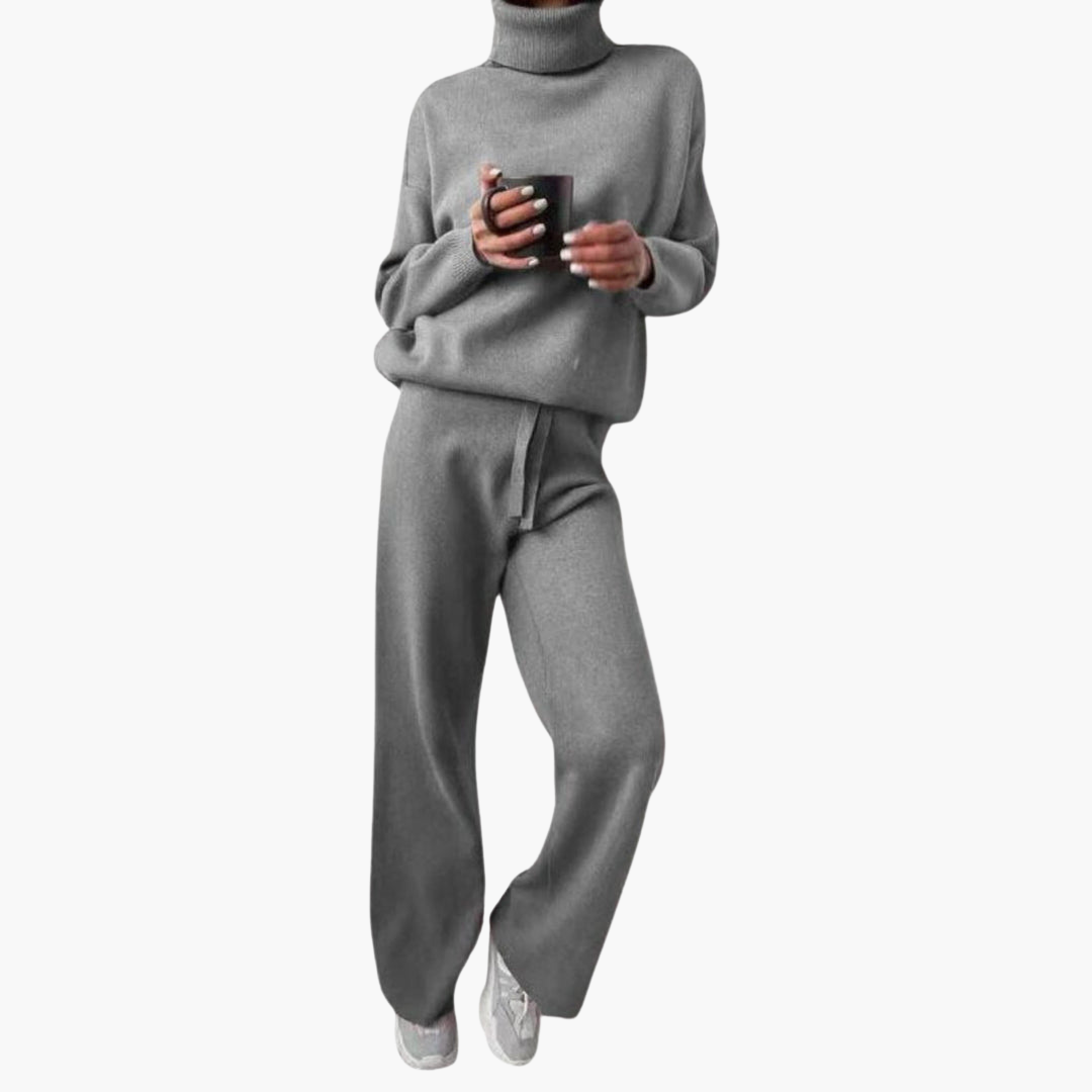 Kira | Knitted Lounge Set – Comfortable Wide-Leg Pants for Women
