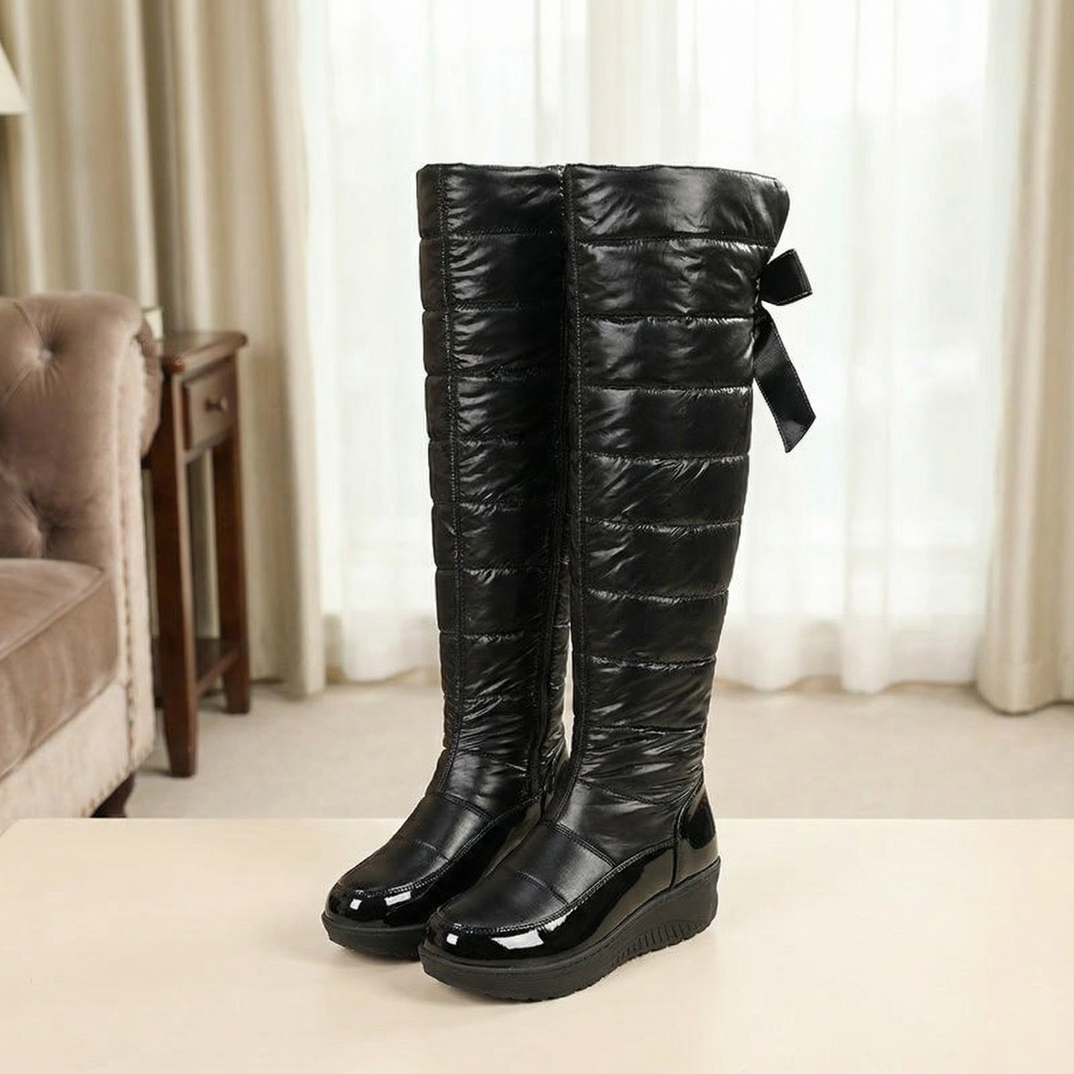 Velura | Fleecegefütterte Überknie Stiefel für Damen