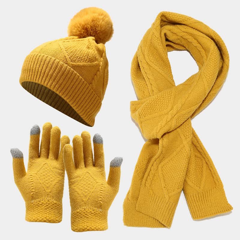 Drune | Knitted Accessory Set – Stylish Hat, Scarf, and Gloves
