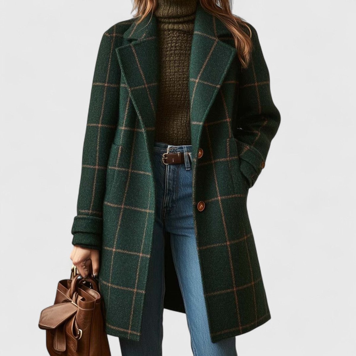 Emilia | Women's Checkered Coat – Classic Tailored Style