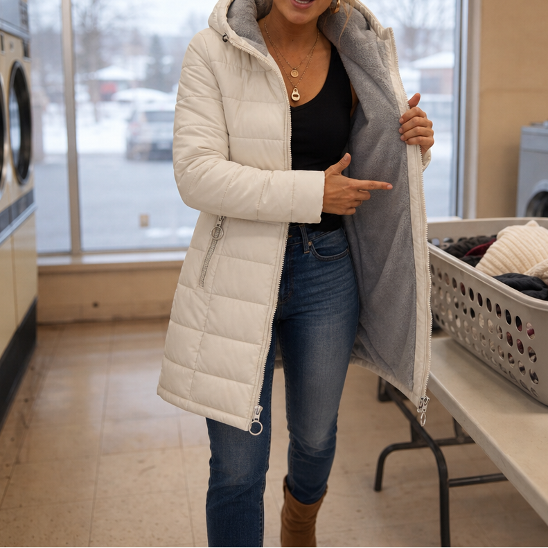 Wintervale | Hooded Longline Puffer Coat met Plush Lining