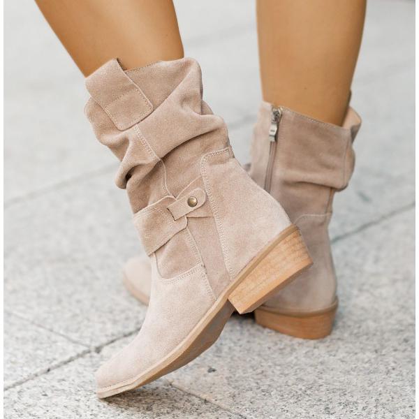 Juliane | Lässige Slouch Stiefeletten mit niedrigem Blockabsatz