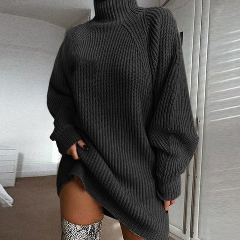Cozyelle | Strick-Kleid mit hohem Kragen