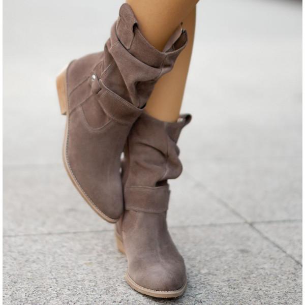 Juliane | Lässige Slouch Stiefeletten mit niedrigem Blockabsatz