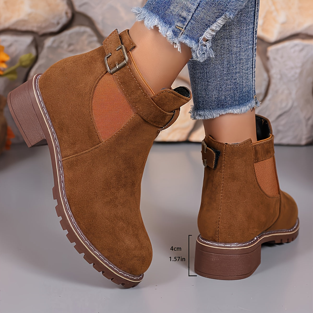 Valerie | Weicher Schnallenriemen Chelsea Stiefeletten