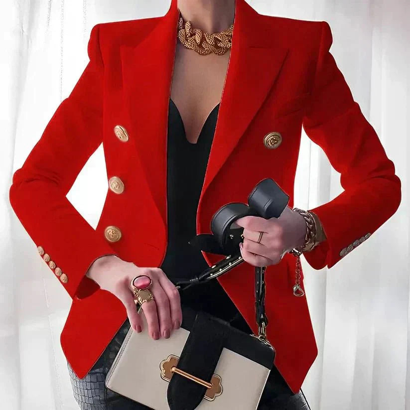 Helene | Eleganter zweireihiger Blazer mit Goldknöpfen