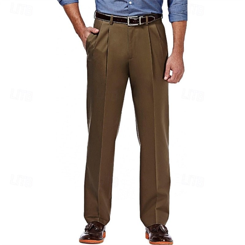 Preston | Pleated Straight-Leg Dress Trousers – Effortless Style for Men