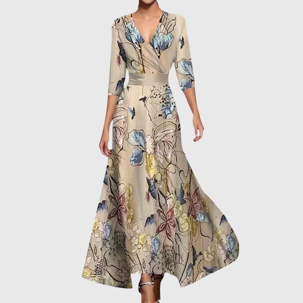 Hannah | Elegantes und auffälliges Langarm Maxikleid