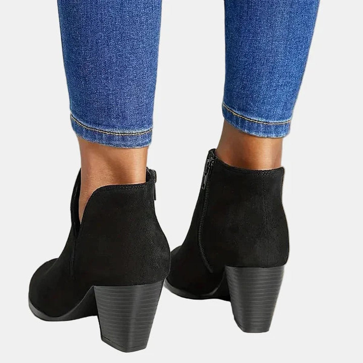 Seraphina | Elegante Veloursleder Stiefeletten mit Blockabsatz