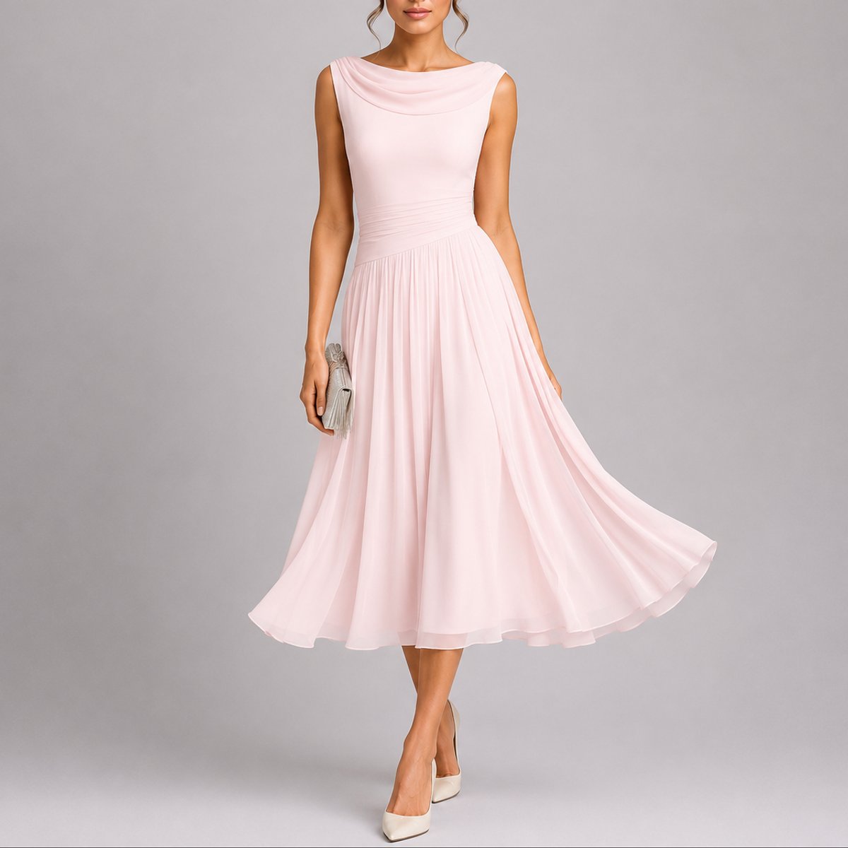 Liana | Trendy und fließendes Herbsthochzeits Midikleid