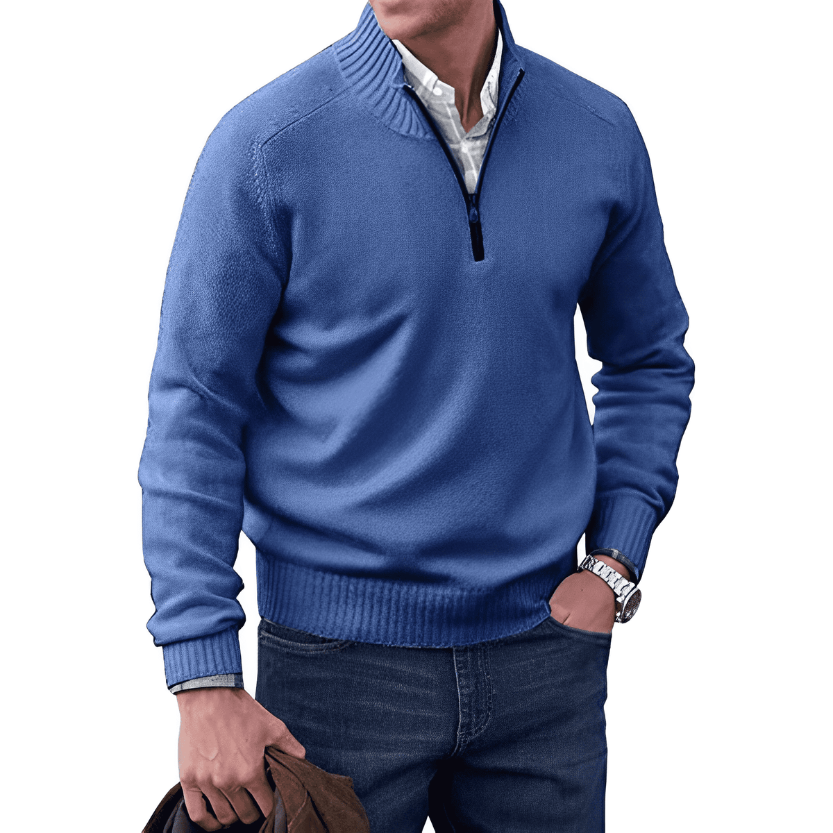 David | Cashmere Sweater – Eleganter Zip-Up Stil für Herren
