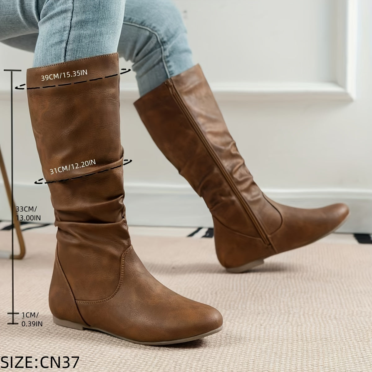 Isabella | Lässige Kniehohe Stiefel mit gerafftem Schaft