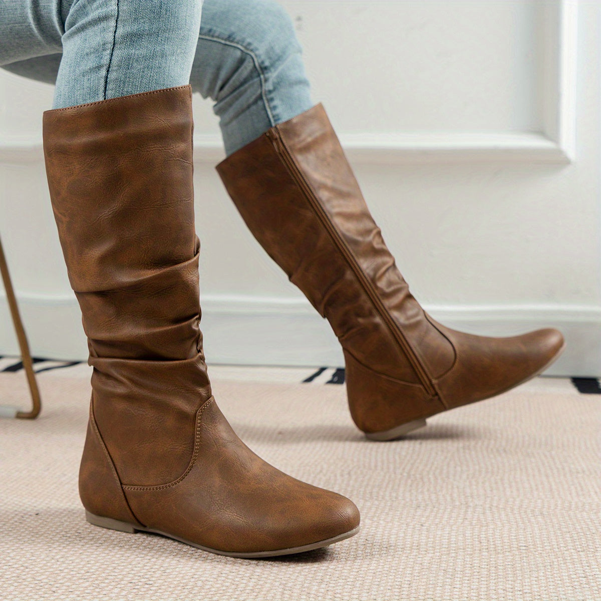 Isabella | Lässige Kniehohe Stiefel mit gerafftem Schaft