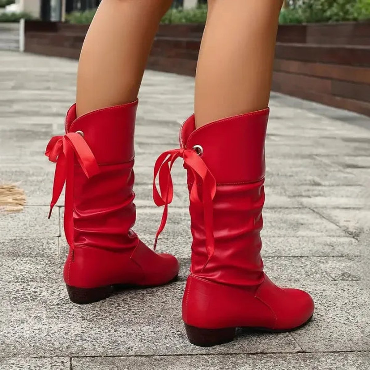 Valentina | Lässige Slouchy Schnürstiefeletten mit Blockabsatz