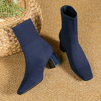 Clara | Moderne Strick-Stiefeletten mit Blockabsatz