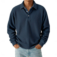 David | Bequemer und strukturiertes Langarm Polo Shirt