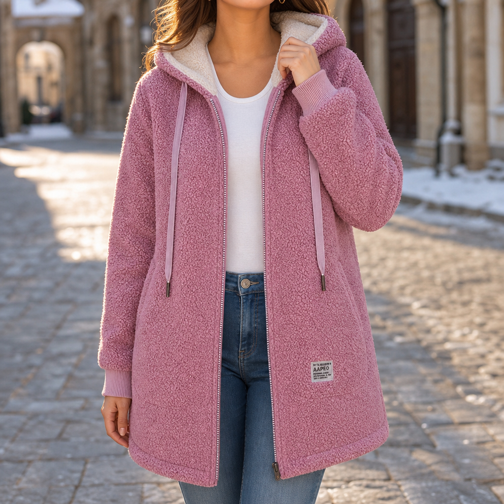 Veloura | Hooded Faux-Shearling Jacket – Bequeme warme Jacke für Damen